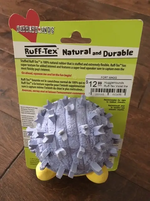 We Found A Natural And Durable Squeaky Dog Toy That Floats - Violet the Hedgehog, Back Packaging